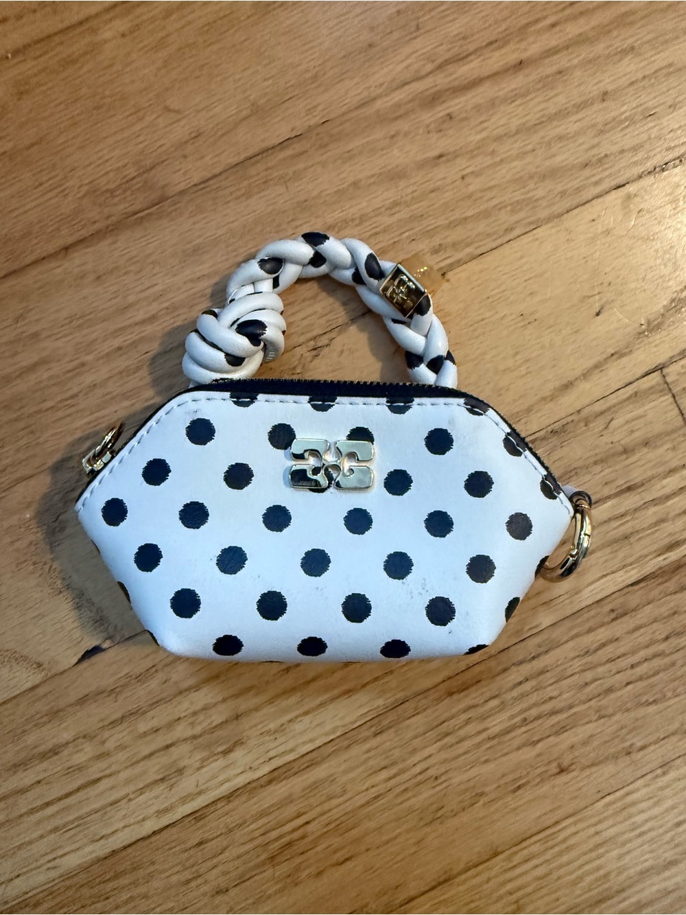Polka Dot Top-Handle Women’s Bag in White and Black